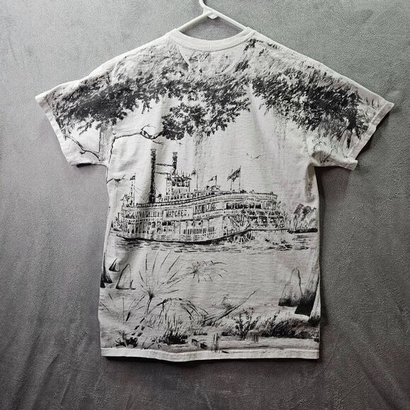 New Orleans Shirt Mens Medium White Bourbon Street All Over Print Graphic Tee - Picture 9 of 10
